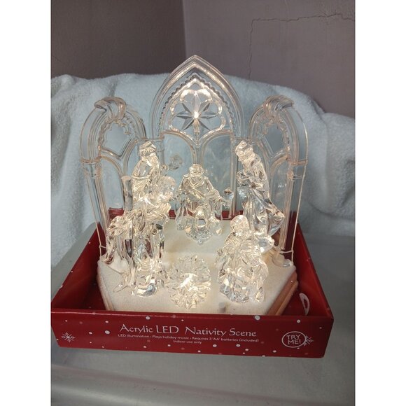 GCI Acrylic LED Nativity Scene With Holiday Music Indoor 7.75 inch - Picture 2 of 10
